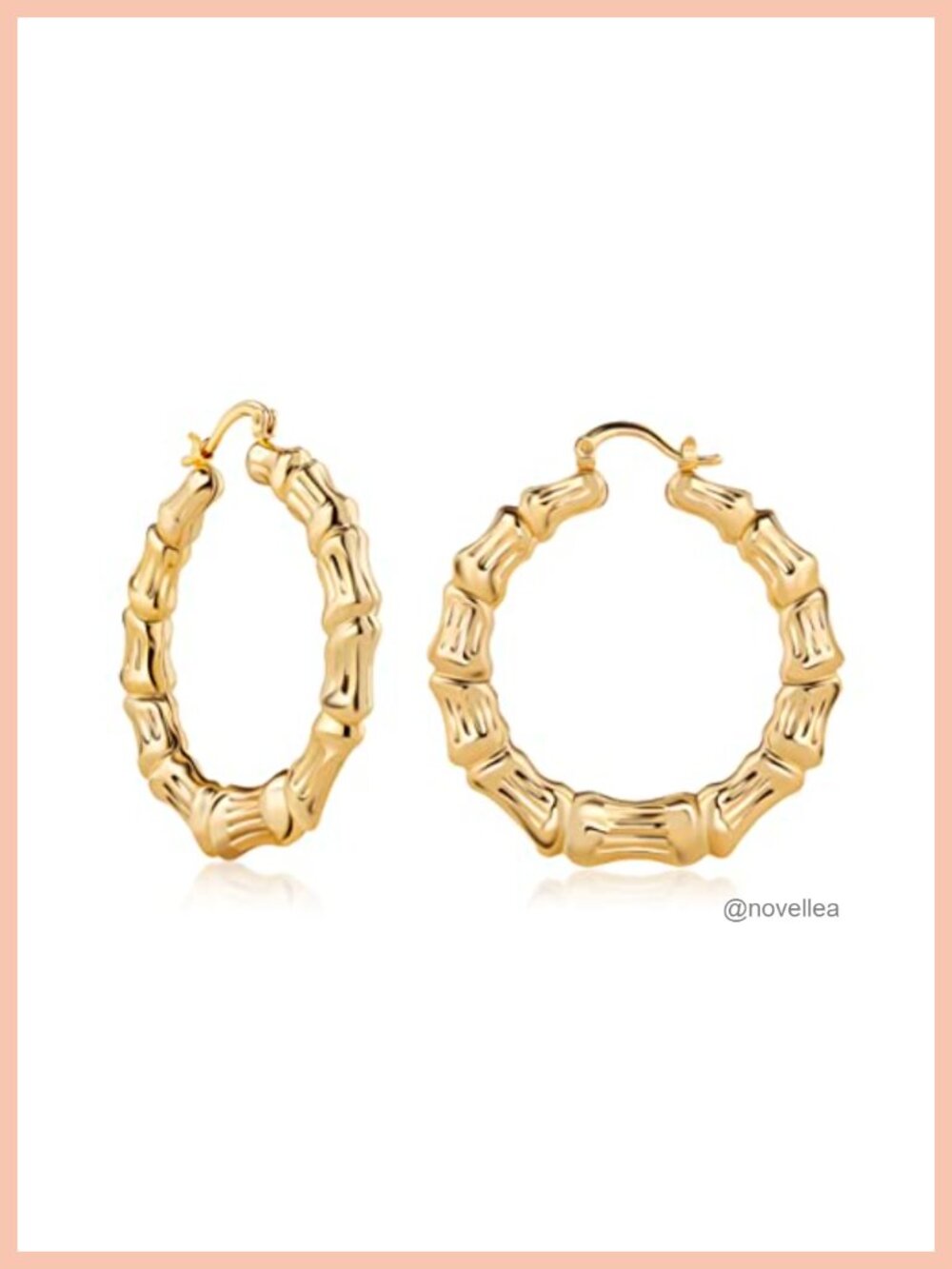 18k Gold Plated Bamboo Hoop Earrings 40mm
